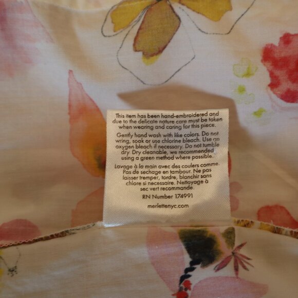 Merlette Crescent Shirt Dress Pink Floral 100% Pima Cotton Size XXS - Picture 9 of 9